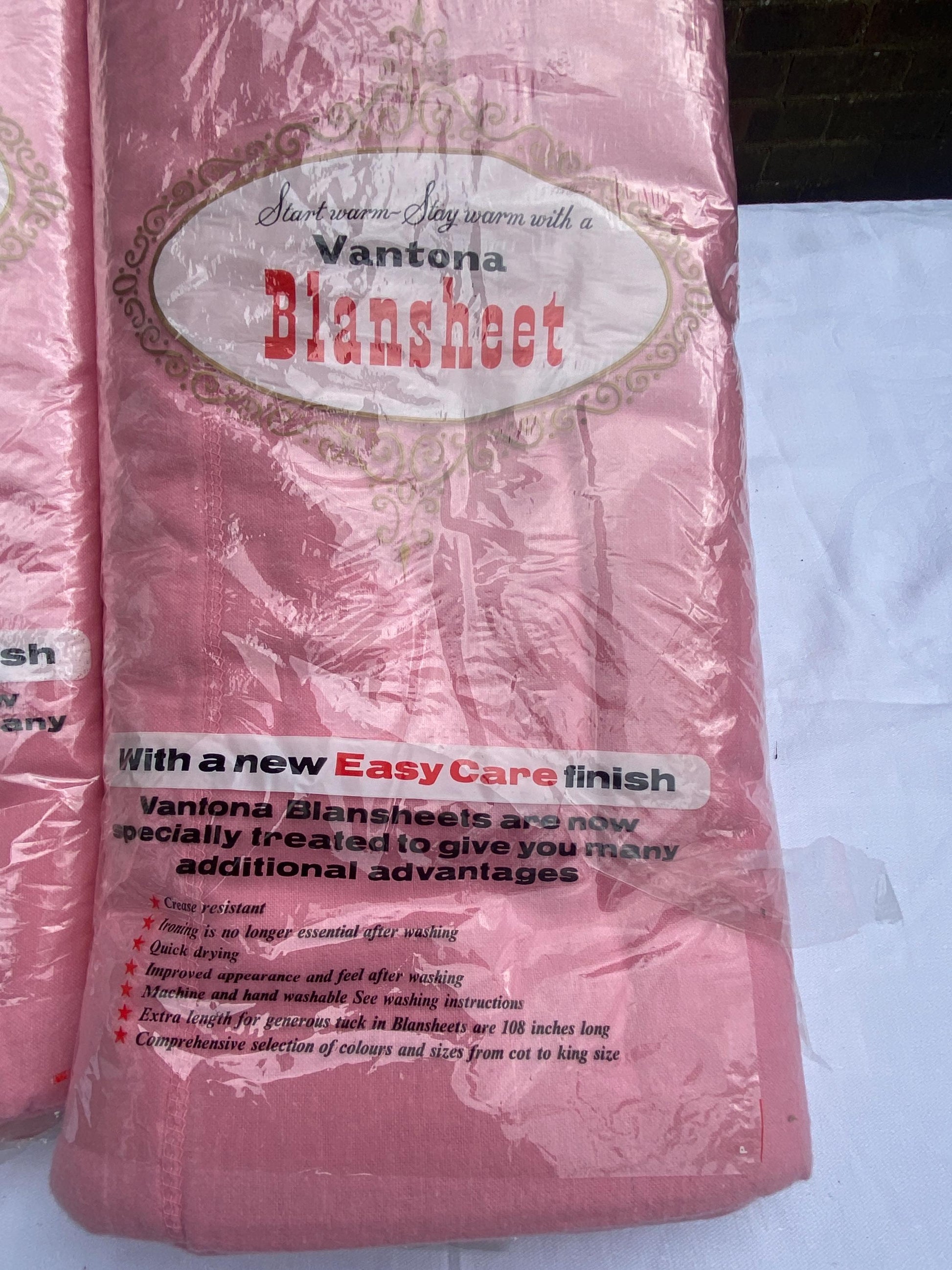 Original Unused Unopened 1970s bed linen - blanket and two large sheets, bright pink