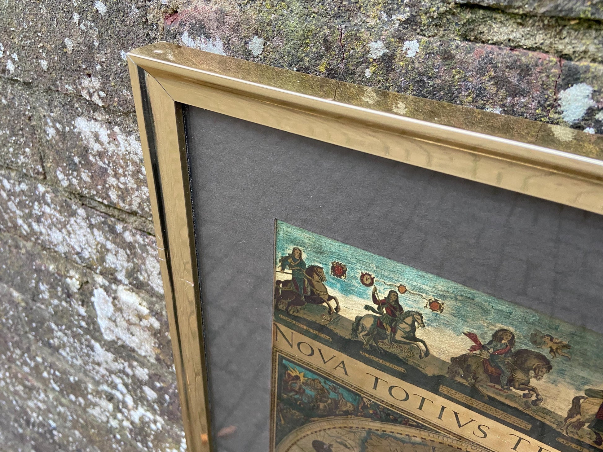 Blaeu Wall Map Vintage Print - authentic print with metallic detail in vintage frame