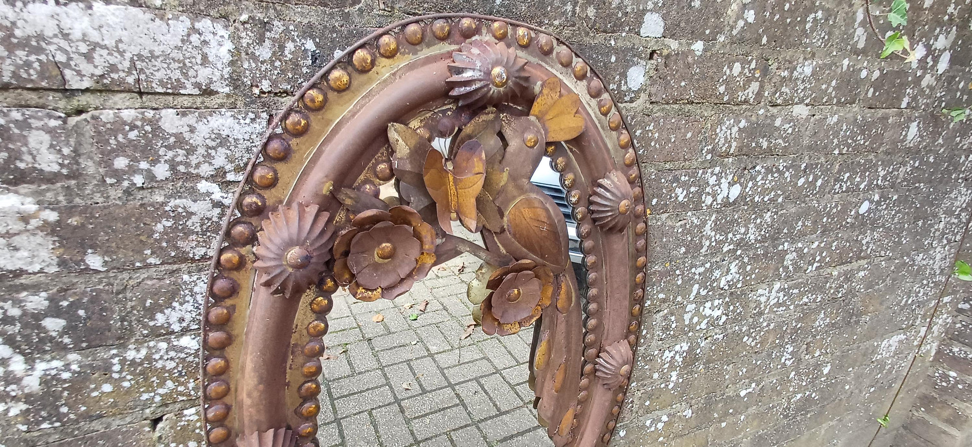 Quirky Bespoke Detailed Handmade Metal Mirror Hummingbird and Butterfly Metalwork195