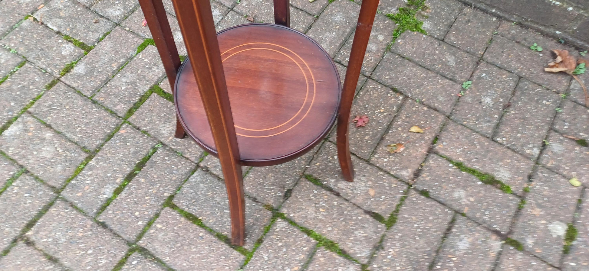 Vintage Inlaid Mahogany Plant Stand – Elegant Entryway Accent Furniture