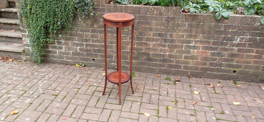 Vintage Inlaid Mahogany Plant Stand – Elegant Entryway Accent Furniture