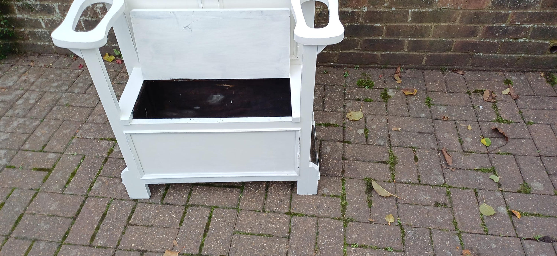 Vintage Retro Painted Mid Century Coat Stand with Farrow & Ball Finish Bevelled Mirror Built-In Storage Seat Umbrella Stand.