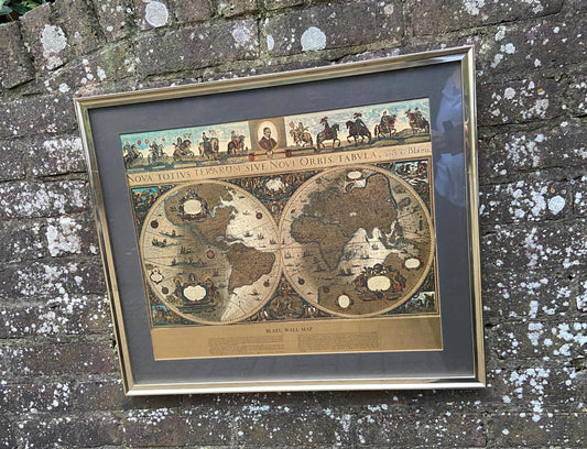 fantastic example of a blaeu wall map. vintage print with metallic detail in a vintage frame/
