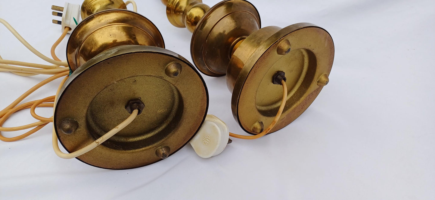 Huge Imposing Vintage pair of tall brass altar style candlestick holder lamp bases – 54cm tall