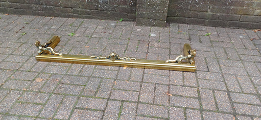 Large Restored Victorian Brass Fender with Unusual Log Branch Motif Decoration Simply Superb Quality and Beautifully Preserved.