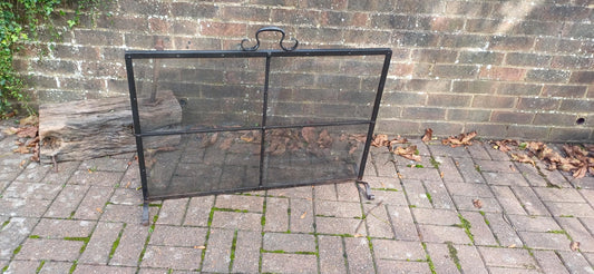 Huge Vintage 70s Iron and Mesh Decorative Fire Screen.