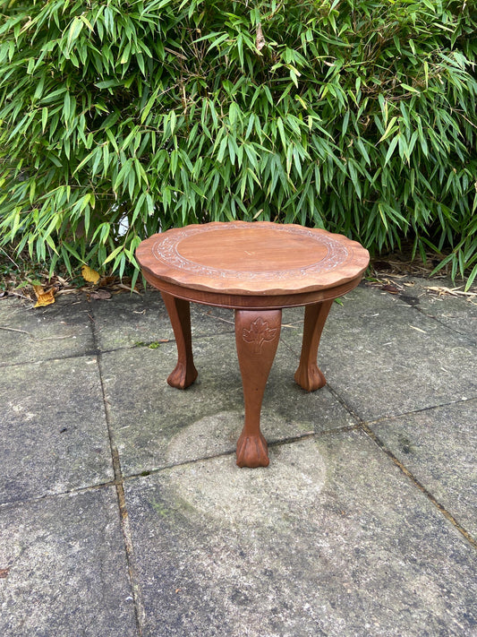 Lovely vintage carved wooden table, plant stand, coffee table