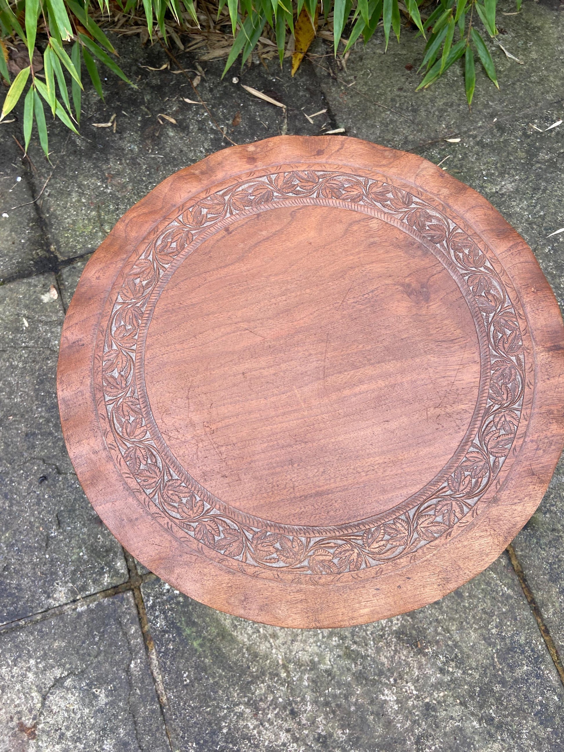 Lovely vintage carved wooden table, plant stand, coffee table