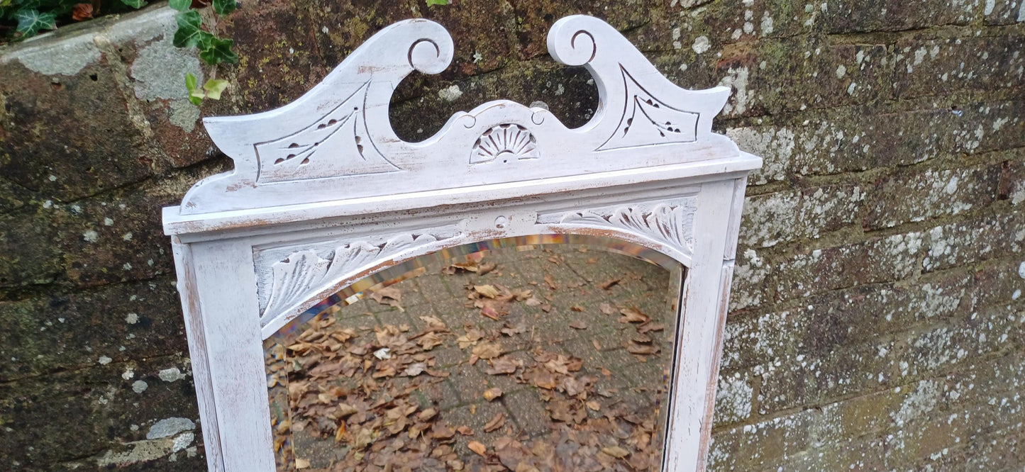 Beautiful Vintage Early 20th Century Decorative Painted Wall Mirror Bevelled Glass Upcycled Bespoke.
