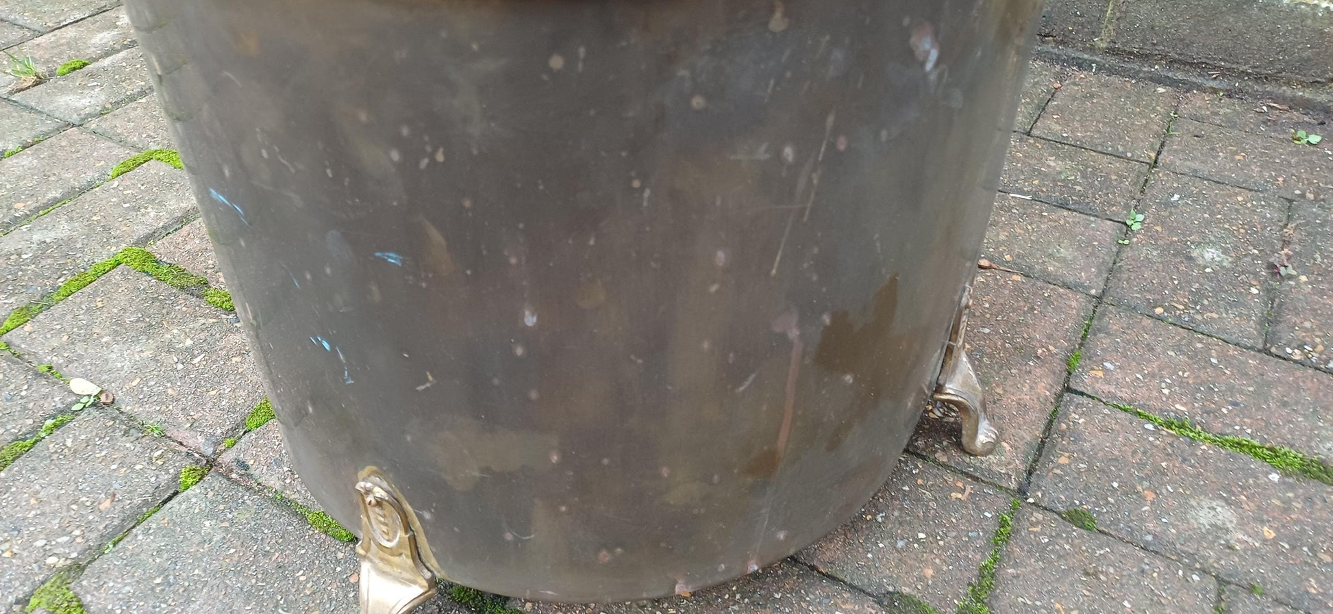 Late Victorian Vintage Brass Coal Bucket Scuttle Bin with Inner Lining