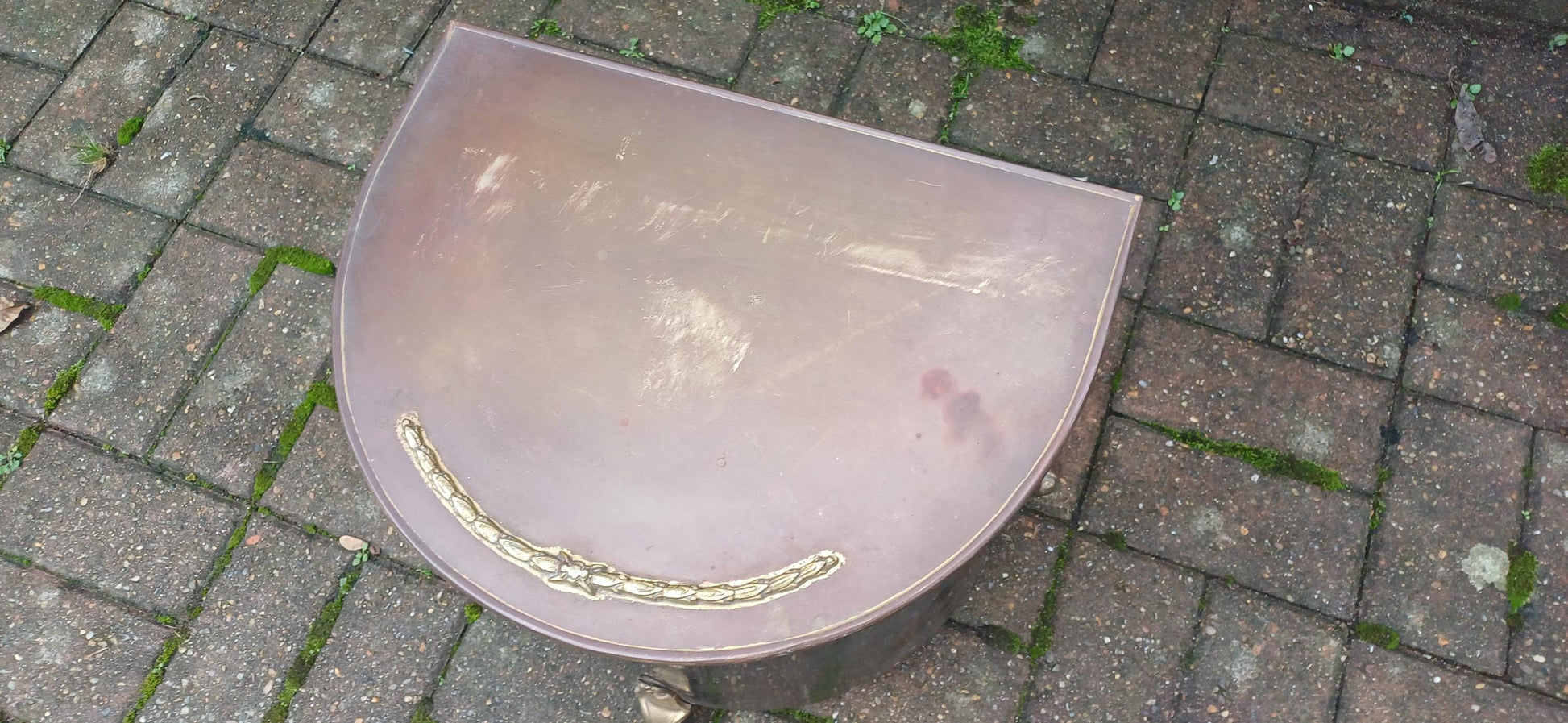 Late Victorian Vintage Brass Coal Bucket Scuttle Bin with Inner Lining