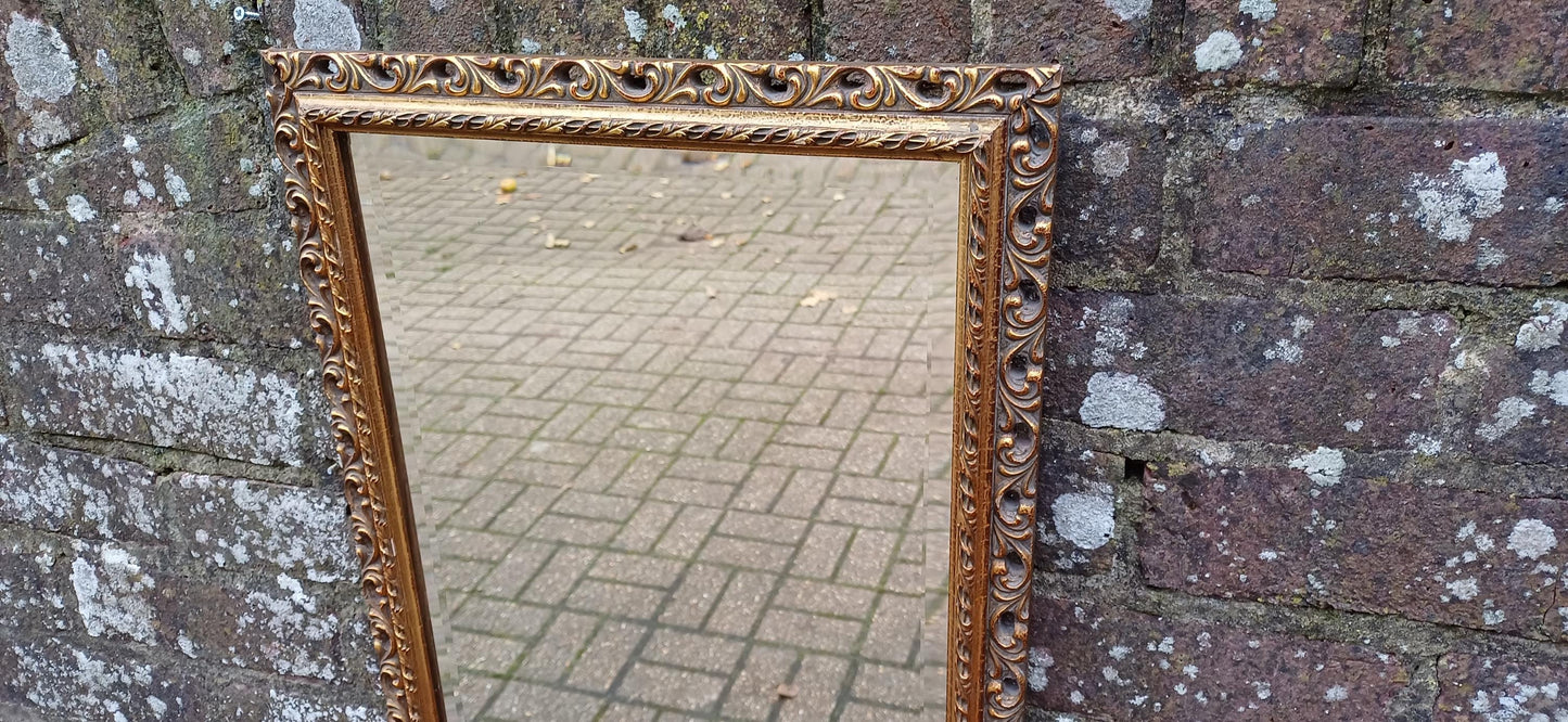 Pretty Vintage Ornate 70s Wall Mirror with Bevelled Glass – Timeless Retro Elegance