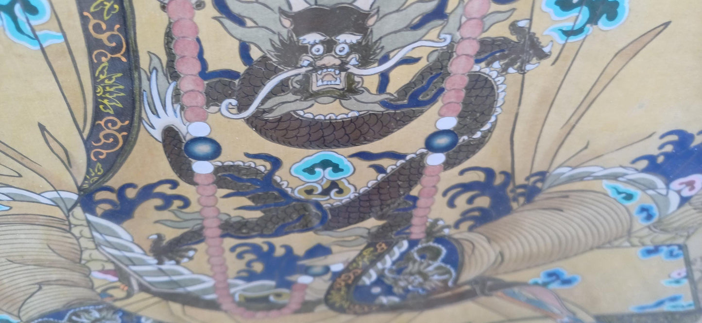 Massive Majestic Vintage Hand Painted on Silk Paintings Chinese Emperor and Empress 126 x 67 cm FREE HAND DELIVERY Qianlong and Quin Dynasty