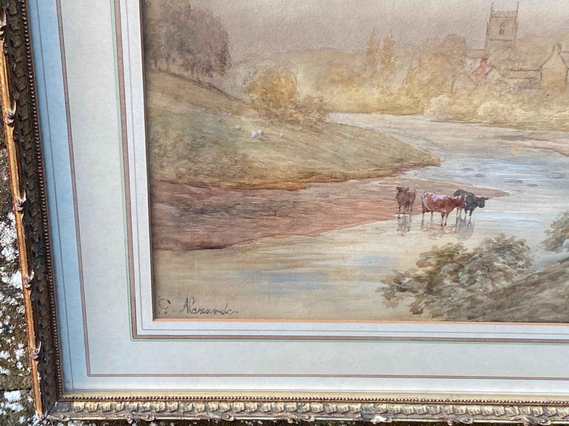 Original Lake District water colour, Valley of Rydale / Rydal, early to mid 1900s, by G. Alexander and titled Valley of Rydale Rydal