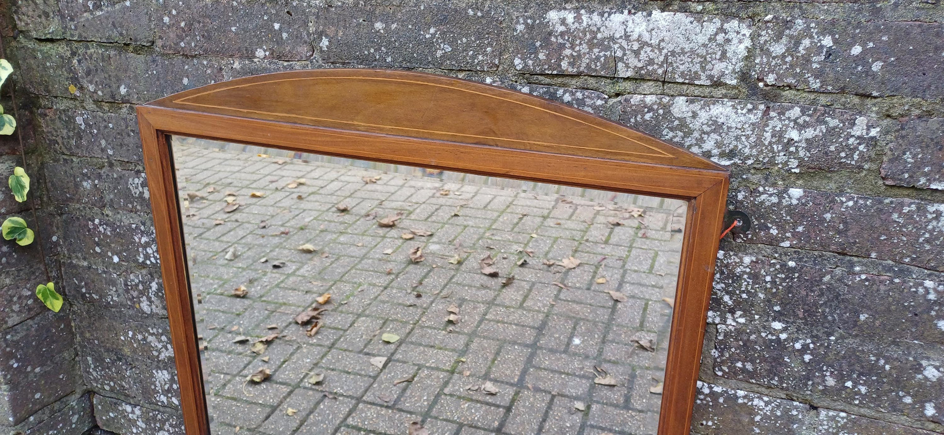 Early Edwardian Mahogany Decorative Wall Over Mantel Wall Mirror.