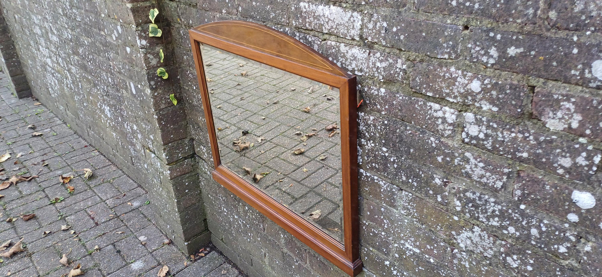Early Edwardian Mahogany Decorative Wall Over Mantel Wall Mirror.