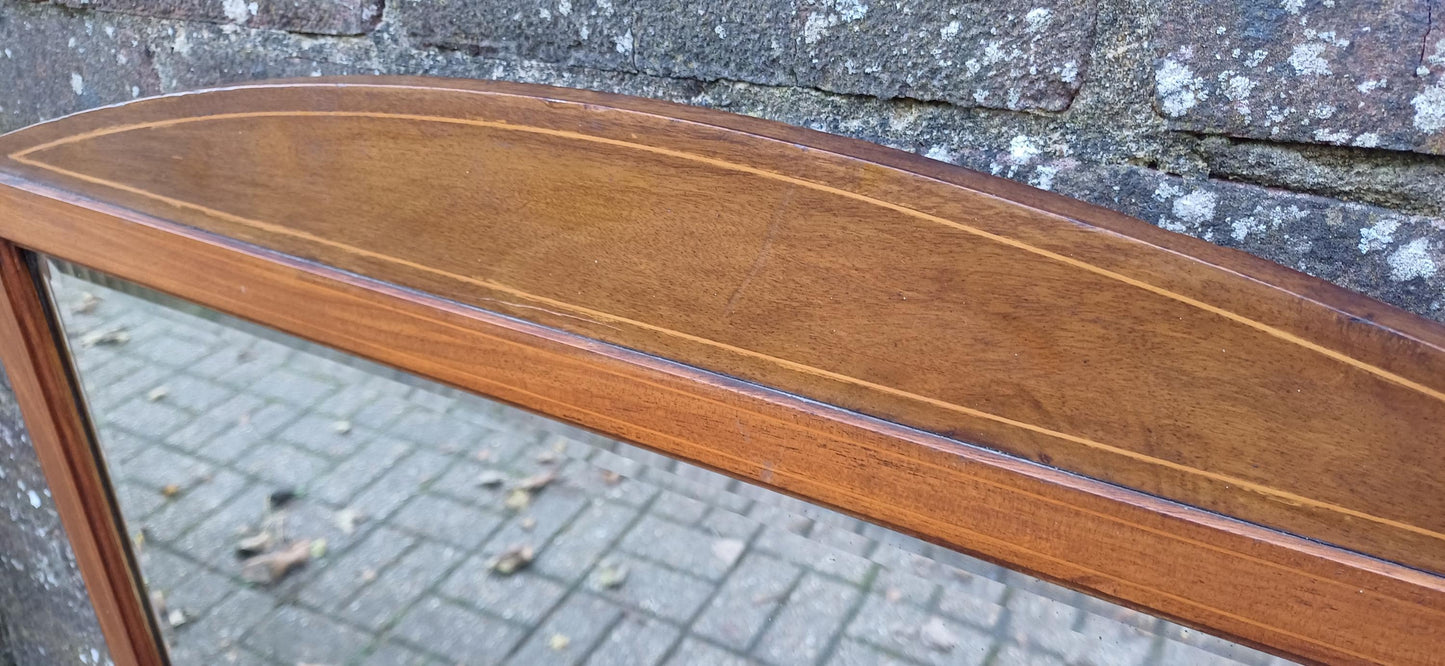 Early Edwardian Mahogany Decorative Wall Over Mantel Wall Mirror.