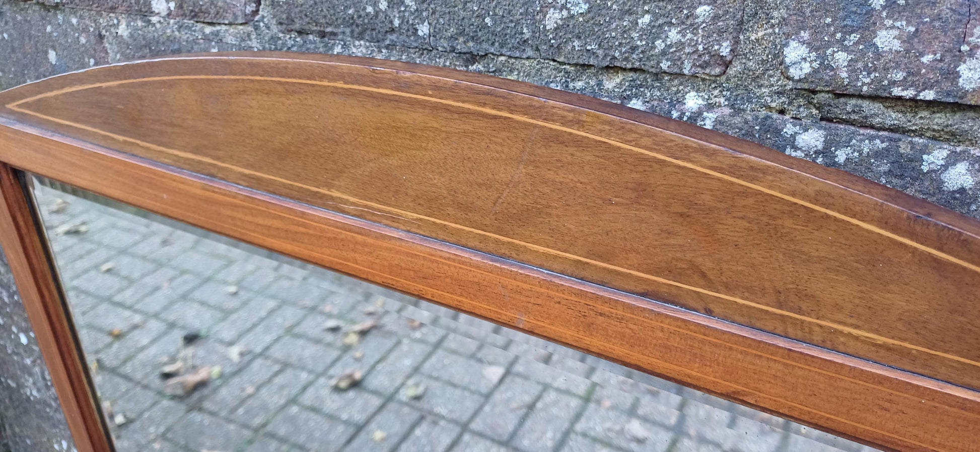 Early Edwardian Mahogany Decorative Wall Over Mantel Wall Mirror.