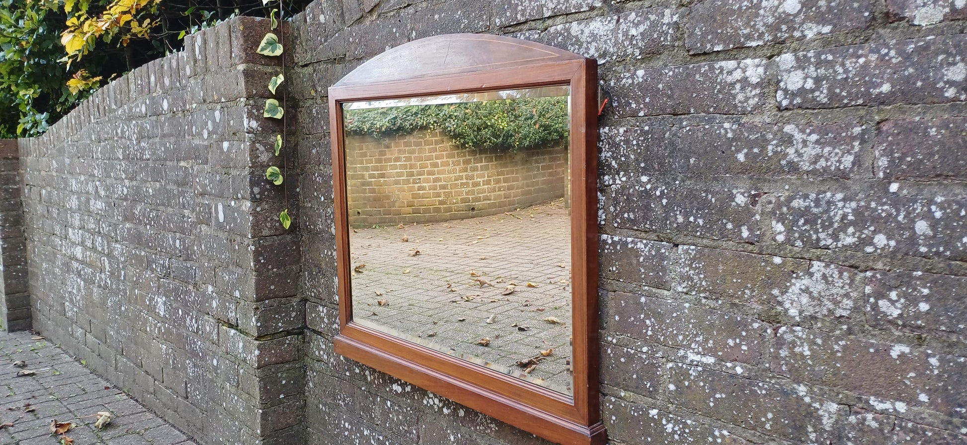 Early Edwardian Mahogany Decorative Wall Over Mantel Wall Mirror.