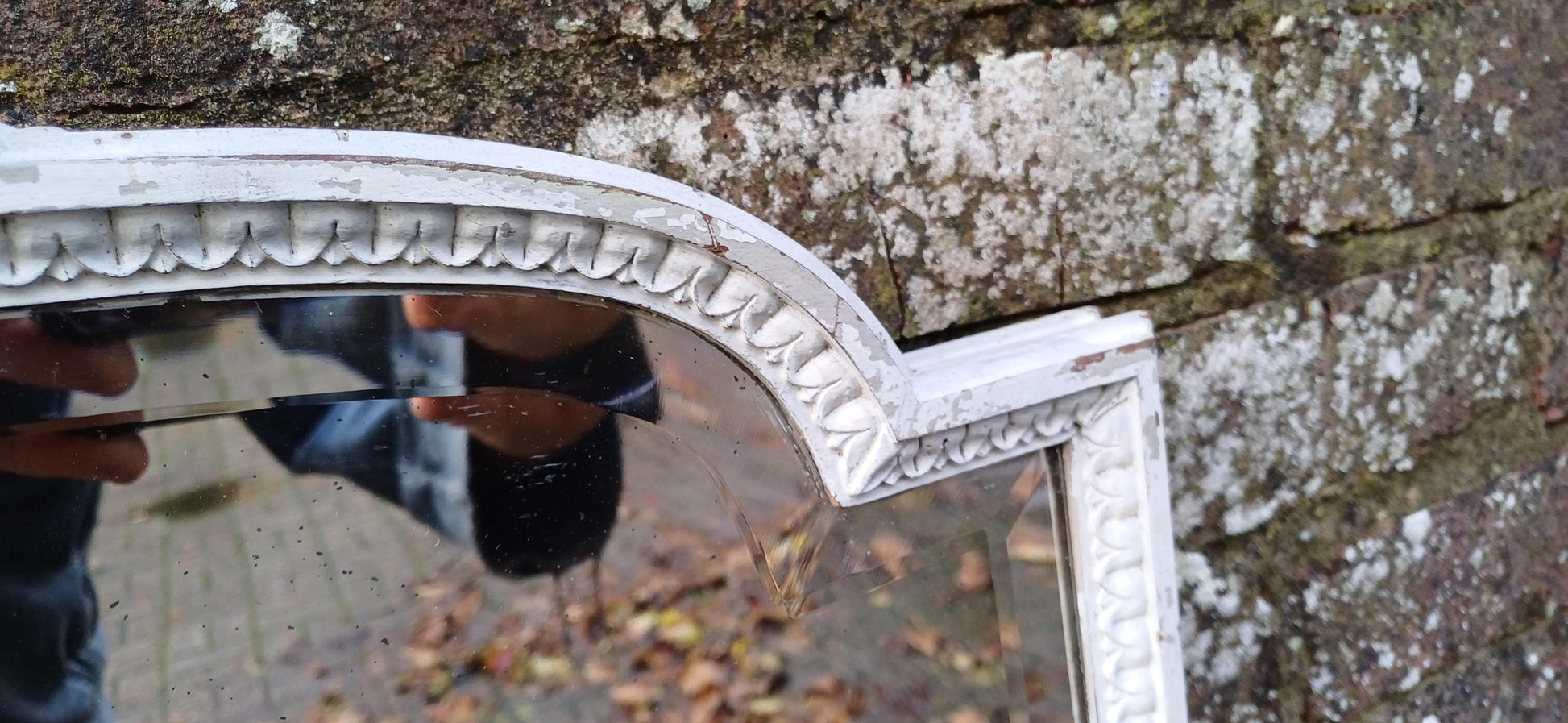 Large Vintage Early 20th Century Quality Painted Decorative Wall Mirror.