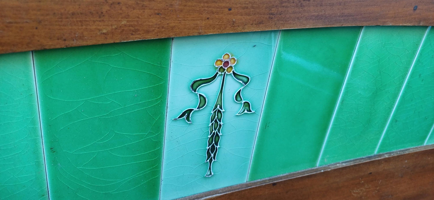 Wonderful Edwardian Vintage Washstand Top Art Nouveau Tiles Perfect for Hooks.