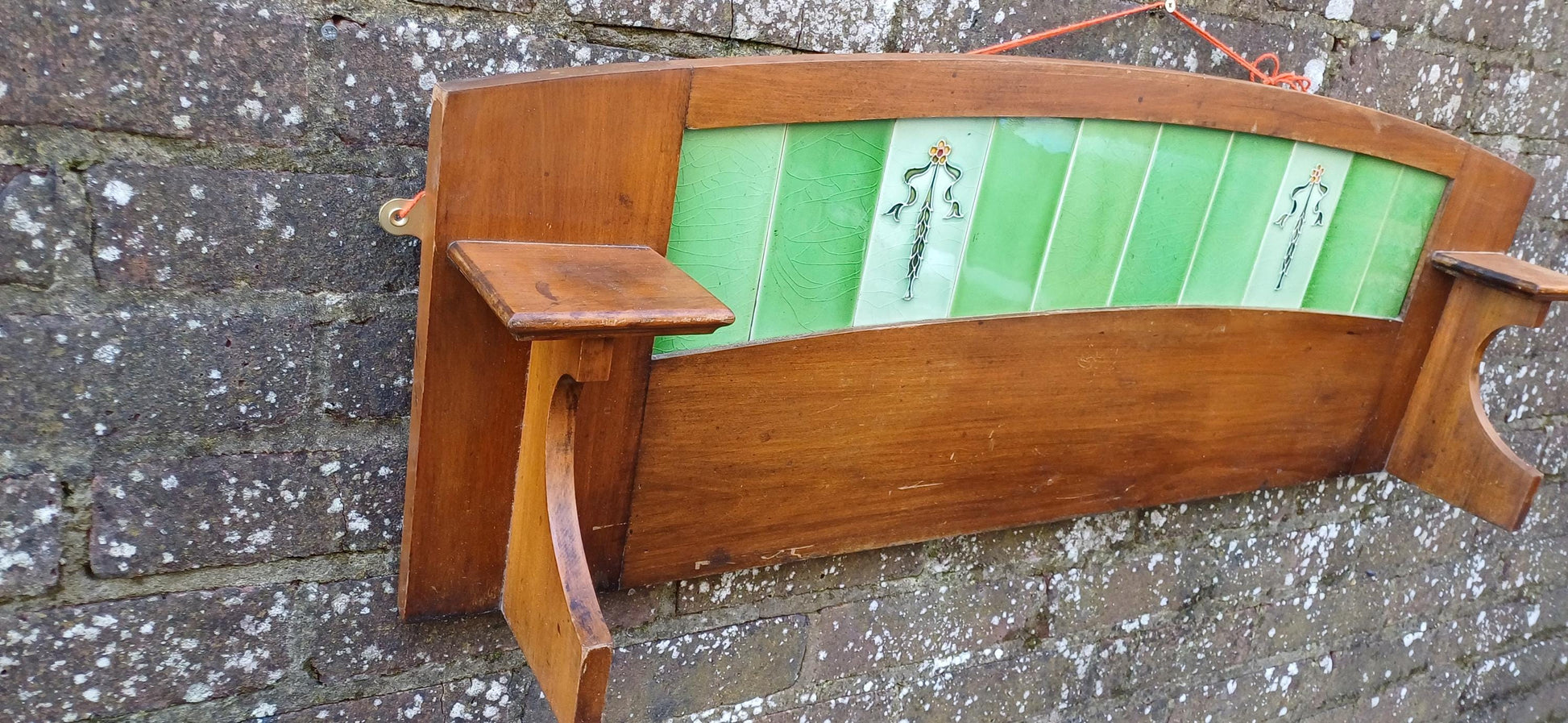 Wonderful Edwardian Vintage Washstand Top Art Nouveau Tiles Perfect for Hooks.