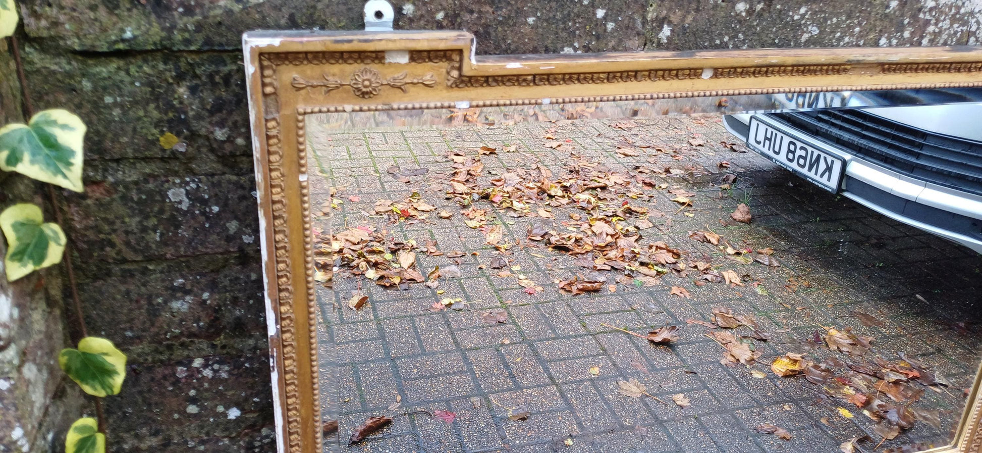 Large Unique Distressed Vintage Victorian Gold Gilt Decorative Mirror