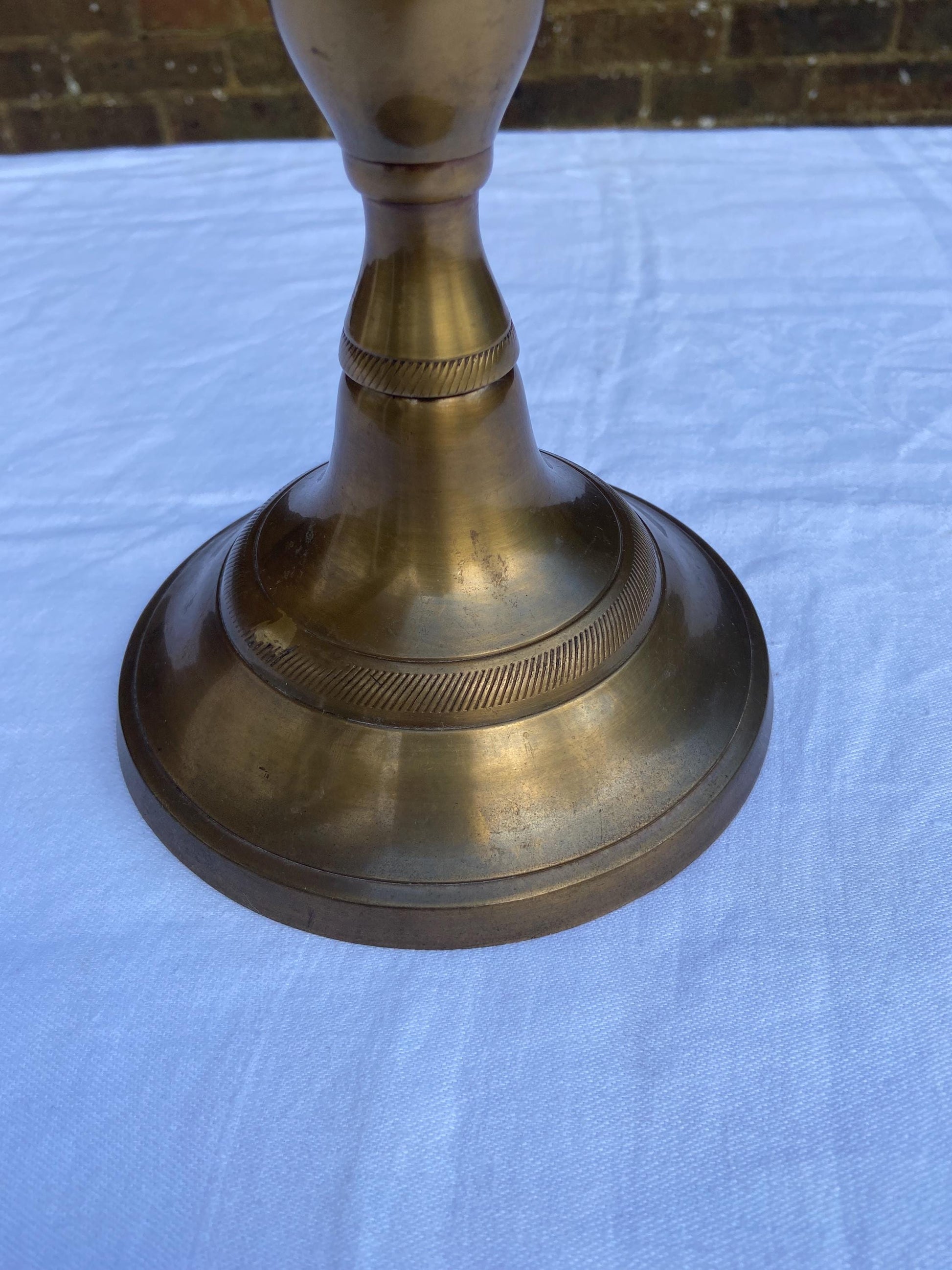 Indian solid brass vintage tall candlestick candle holder (32cm tall)