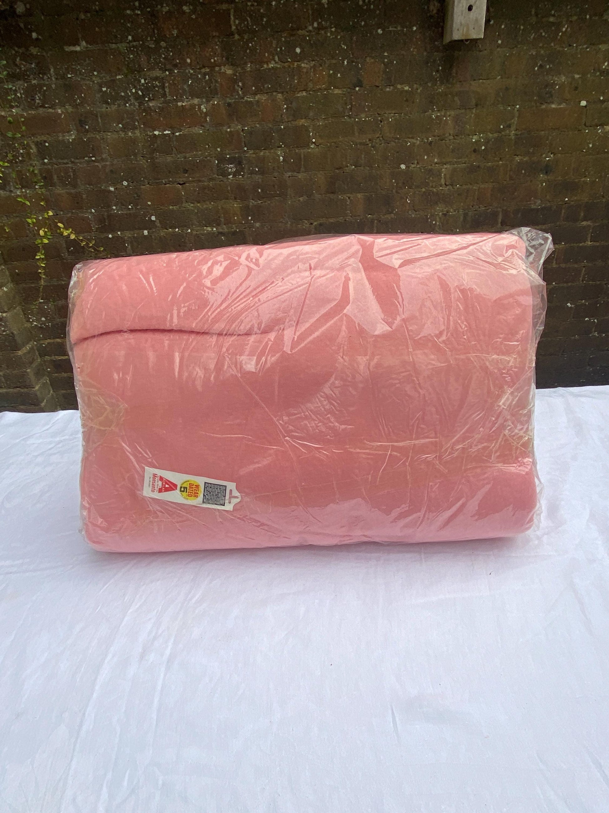 Original Unused Unopened 1970s bed linen - blanket and two large sheets, bright pink
