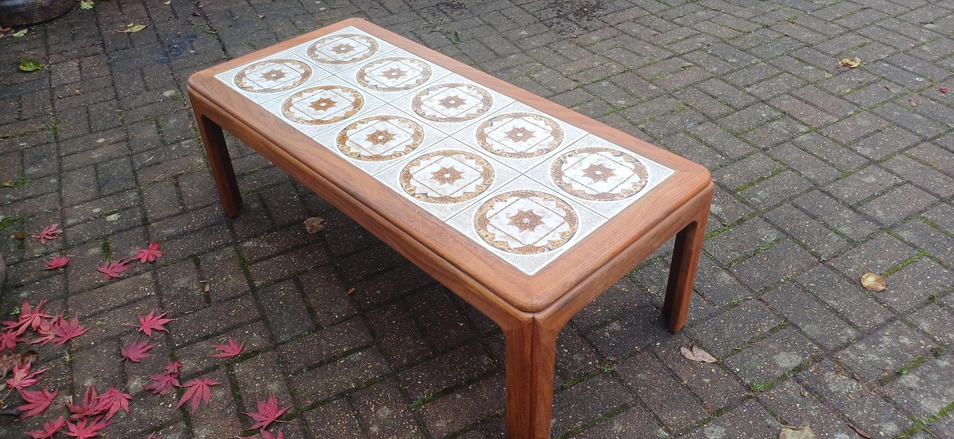 Large 10-Tile Vintage Retro Danish 70s Teak Coffee Table – VGC, Robust and Stylish FREE HAND delivery