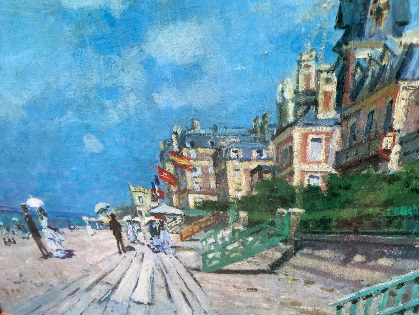 Monet's Vintage Print "The Boardwalk at Trouville" - large vintage print framed (65.5cm x 55cm)