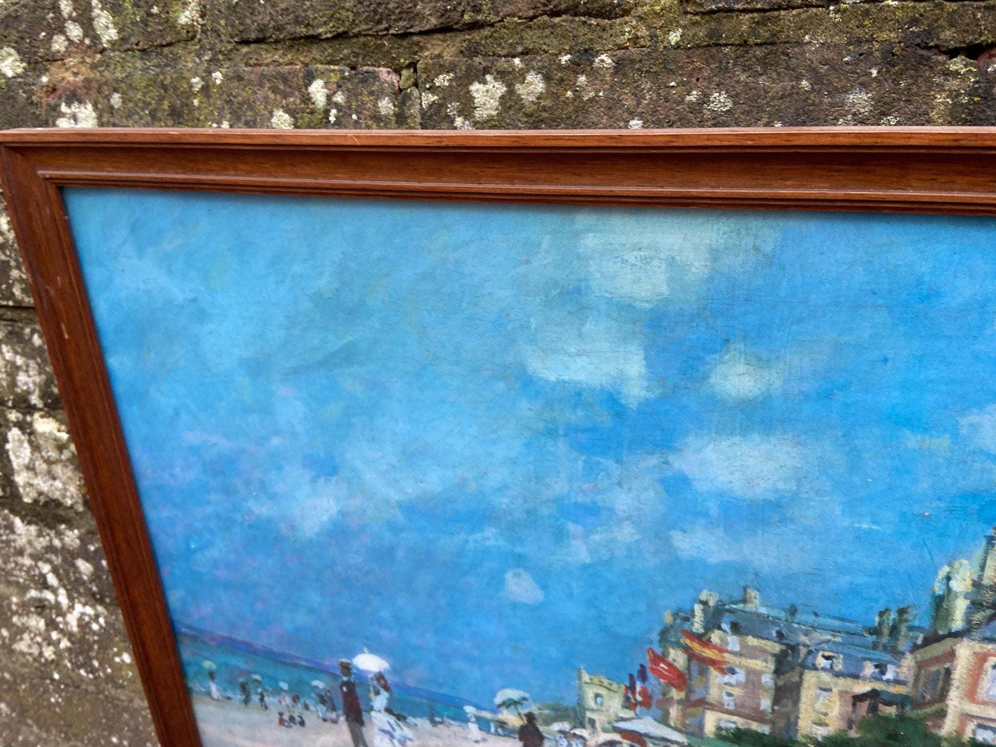 Monet's Vintage Print "The Boardwalk at Trouville" - large vintage print framed (65.5cm x 55cm)