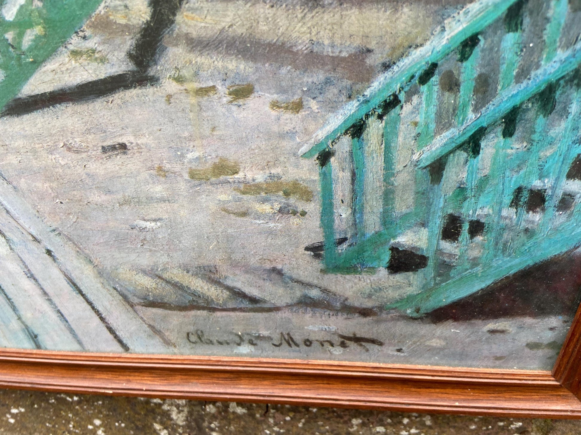 Monet's Vintage Print "The Boardwalk at Trouville" - large vintage print framed (65.5cm x 55cm)