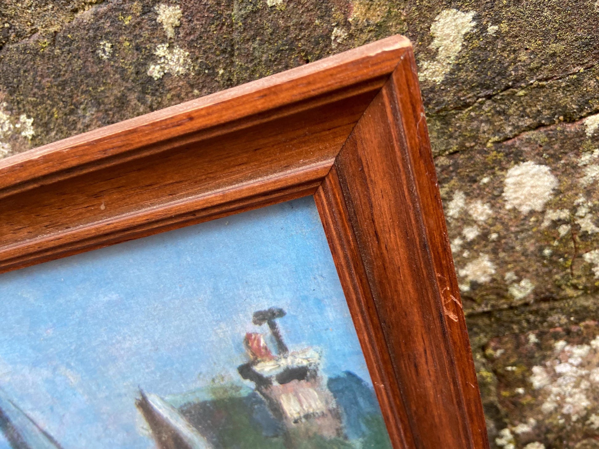 Monet's Vintage Print "The Boardwalk at Trouville" - large vintage print framed (65.5cm x 55cm)