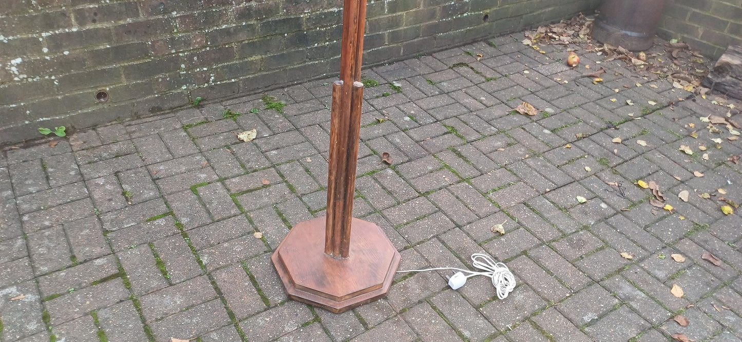 Unusual Art Deco Wooden Standard Lamp | Vintage Pine Floor Lamp | Working Condition