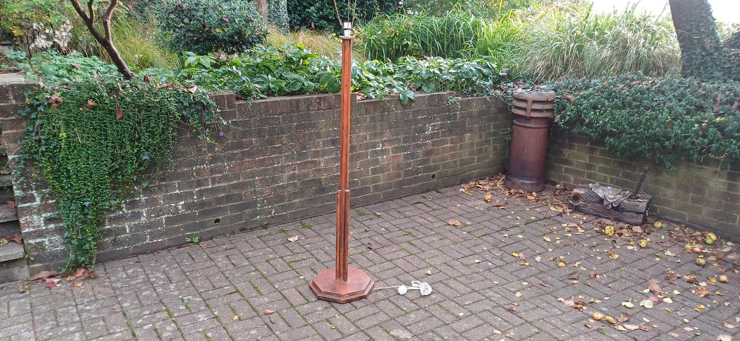 Unusual Art Deco Wooden Standard Lamp | Vintage Pine Floor Lamp | Working Condition