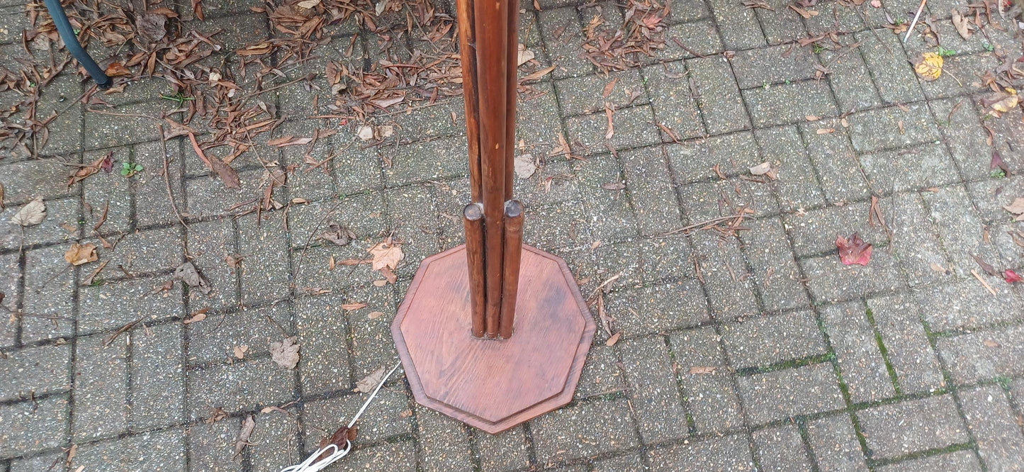 Unusual Art Deco Wooden Standard Lamp | Vintage Pine Floor Lamp | Working Condition
