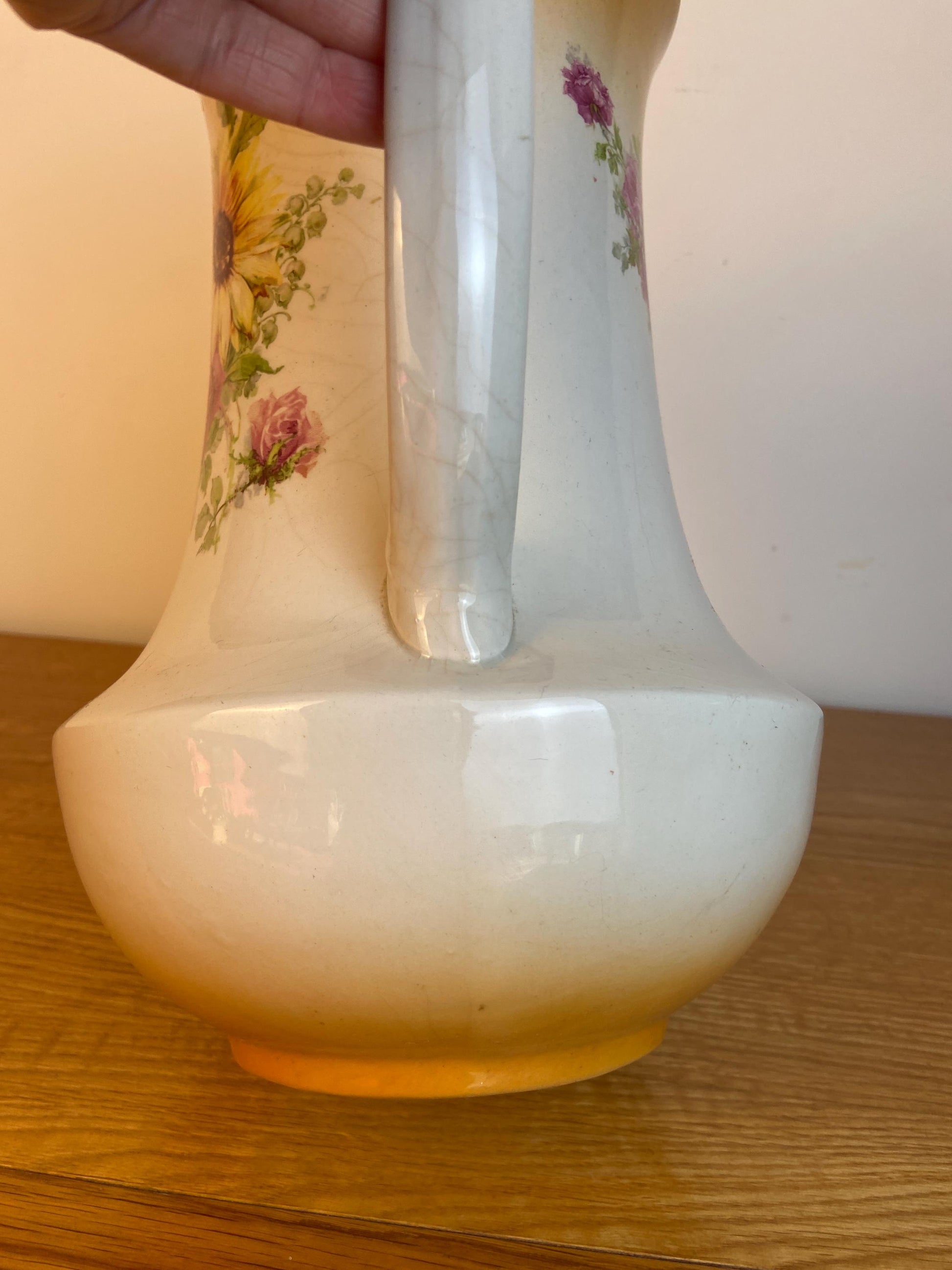 Early 1900s Large Decorative Pottery Jug by New Hall Pottery - Vase VGC