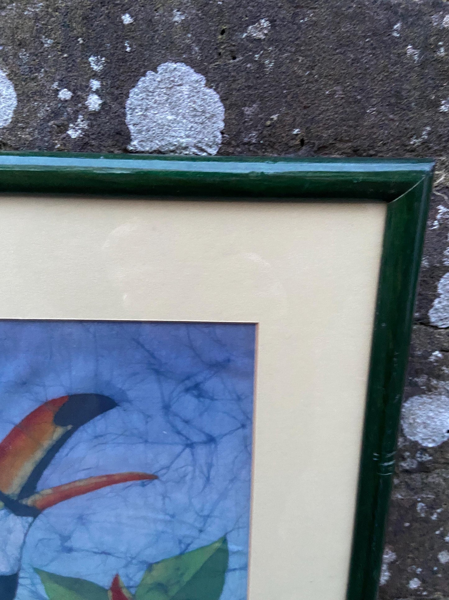 Vintage Batik Painting of a Toucan, in a glazed frame – Paradise Colours
