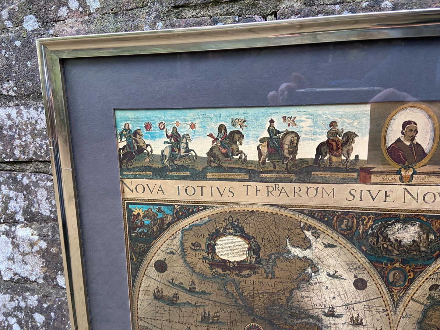 Blaeu Wall Map Vintage Print - authentic print with metallic detail in vintage frame