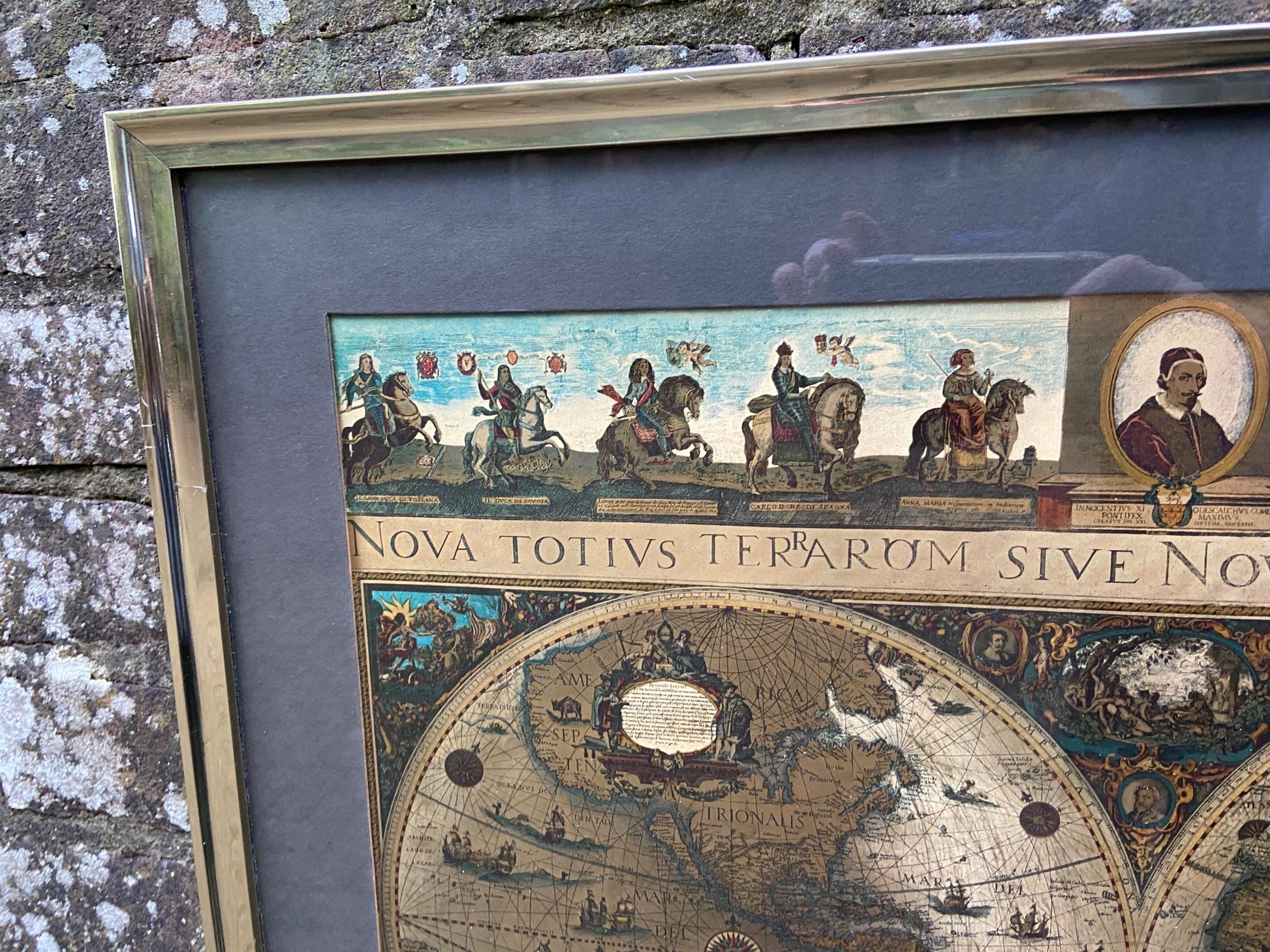 Blaeu Wall Map Vintage Print - authentic print with metallic detail in vintage frame