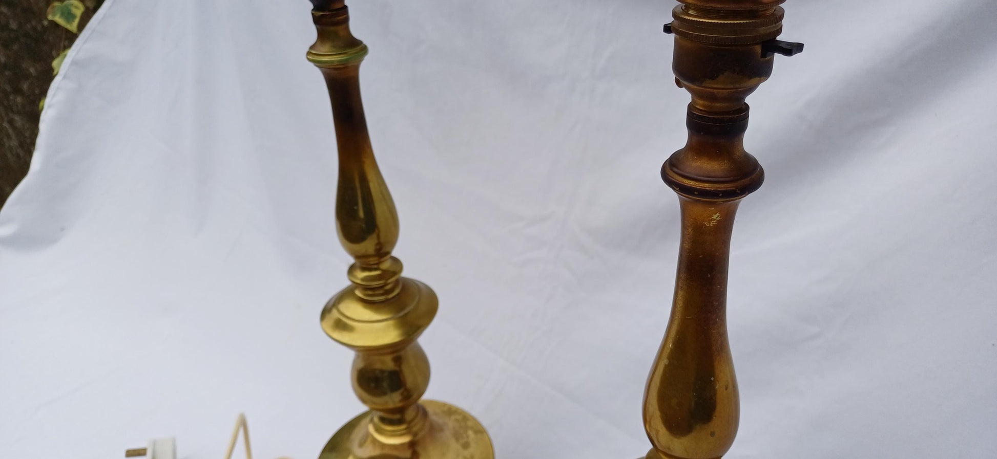 Huge Imposing Vintage pair of tall brass altar style candlestick holder lamp bases – 54cm tall