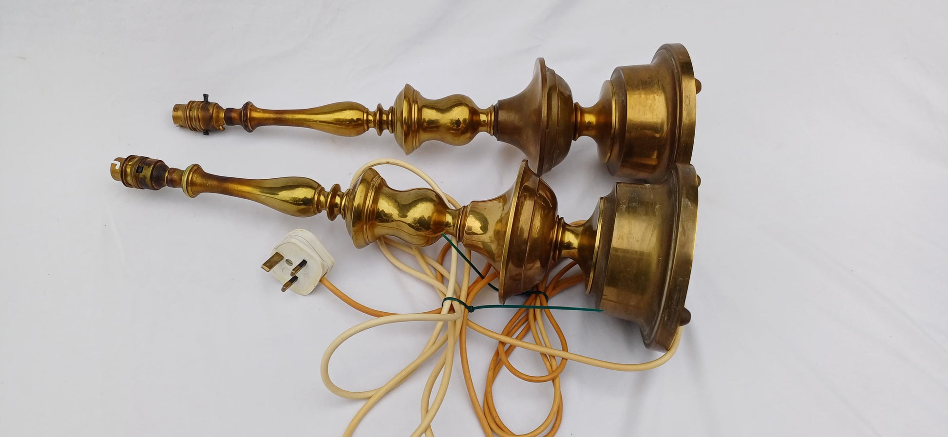 Huge Imposing Vintage pair of tall brass altar style candlestick holder lamp bases – 54cm tall
