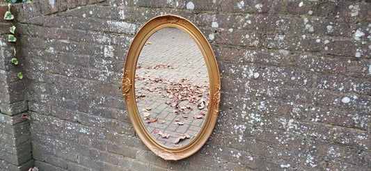 Striking Vintage 1980s Large Ornate Gold Composite Decorative Mirror – Retro Statement Piece