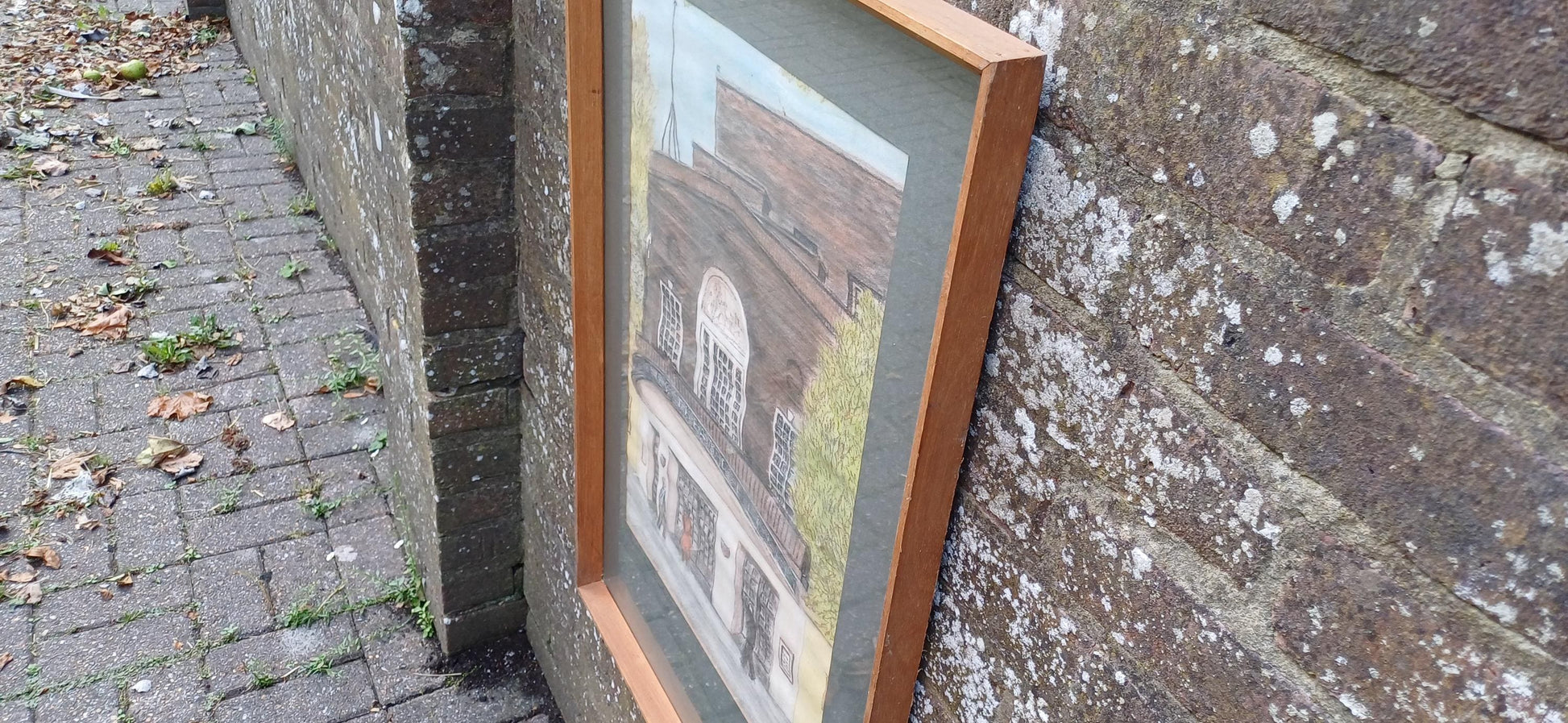 Large Sadler's Wells Original Vintage Pencil / Pastel Naive Art picture, framed in quality mount and glazed wooden frame (54cm x 79cm)