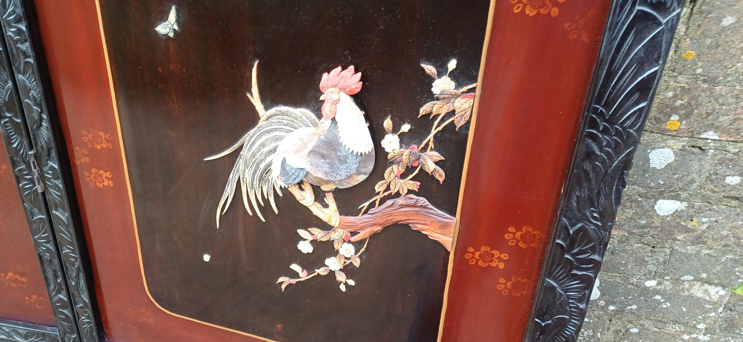 Antique Shibayama Japanese Folding Dressing Privacy Screen, Japanese vintage room divider. FREE HAND Delivery.
