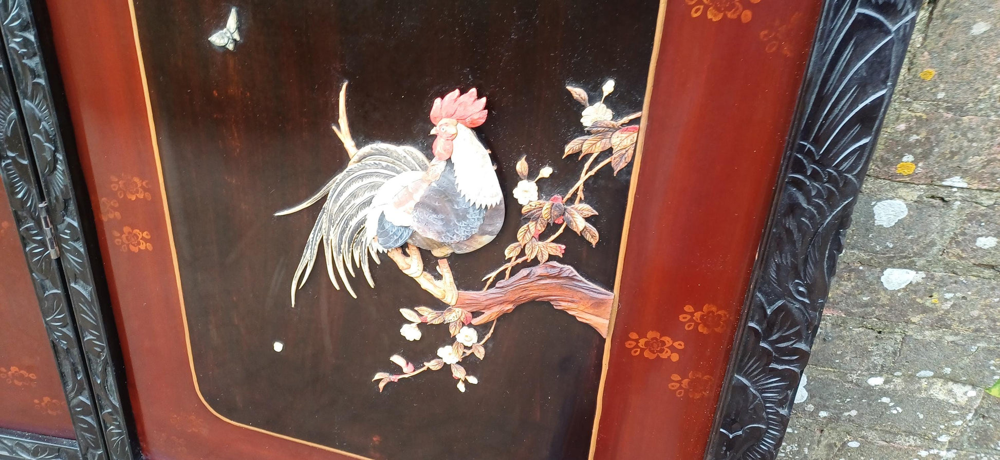 Antique Shibayama Japanese Folding Dressing Privacy Screen, Japanese vintage room divider. FREE HAND Delivery.