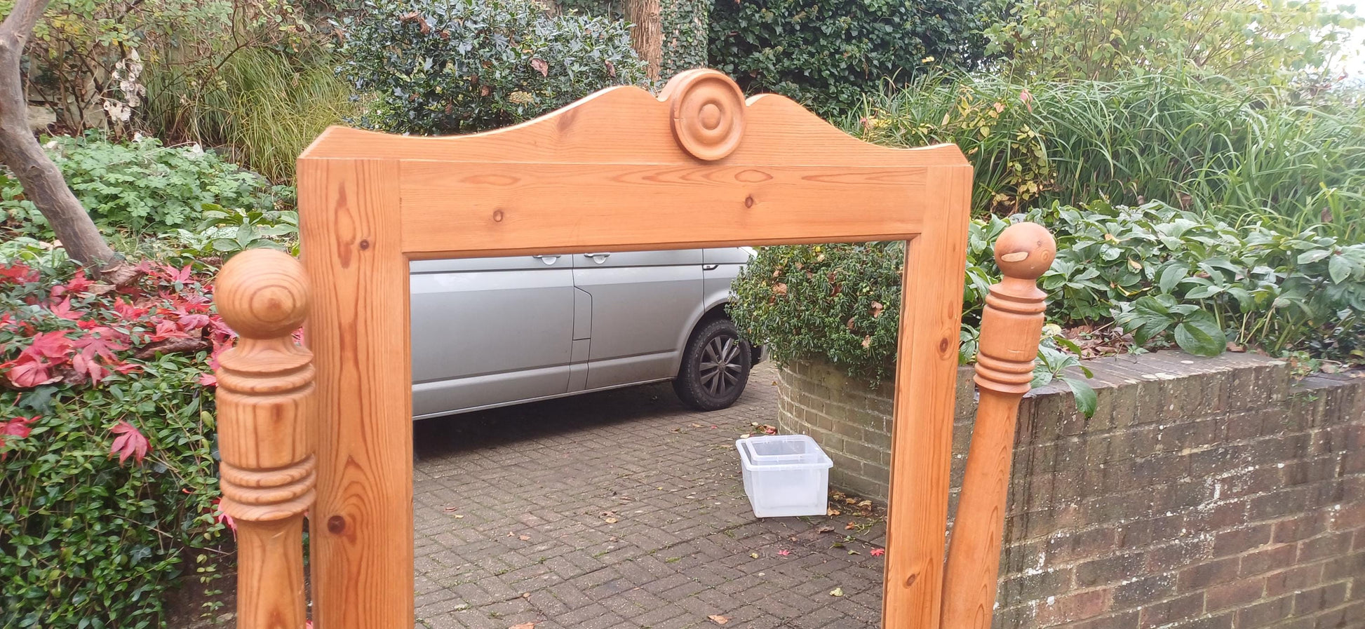 Huge Imposing Vintage Solid Pine Cheval Full Length Mirror Polished Finish FREE HAND Delivery