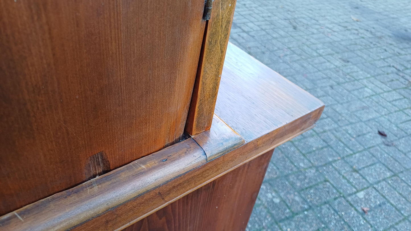 Vintage Stripped Walnut Restored Glazed Dresser Armoire Adjustable Shelves Kitchen Living Room Cupboard FREE HAND Delivery