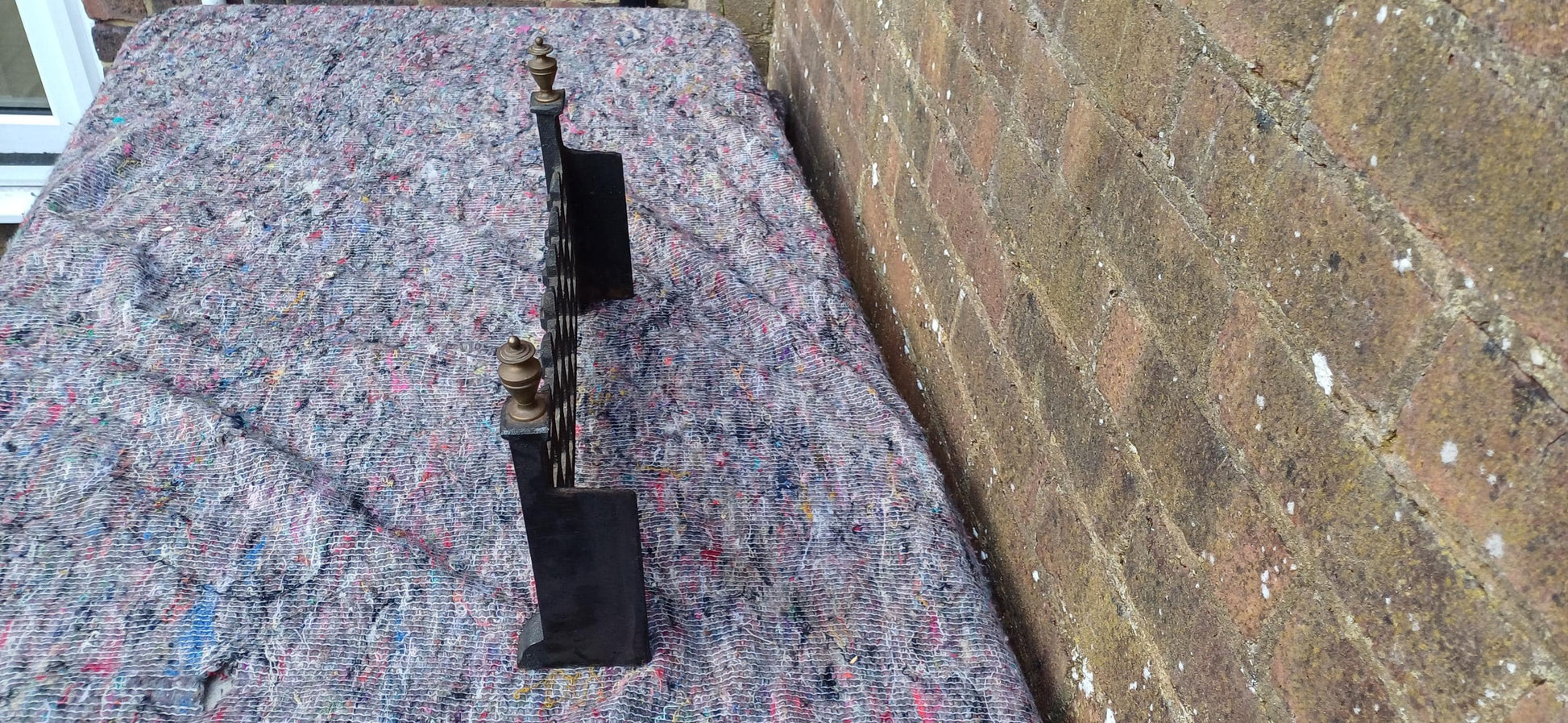 Stunning Vintage Iron & Brass Fireplace Front – Restored Elegance for Your Hearth